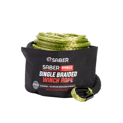 9500KG - 10mm SaberPro® Green Single Braided Winch Rope - 30M
