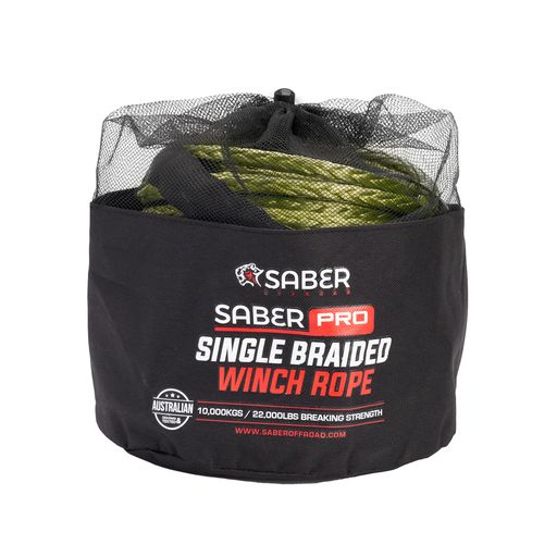 9500KG - 10mm SaberPro® Green Single Braided Winch Rope - 30M