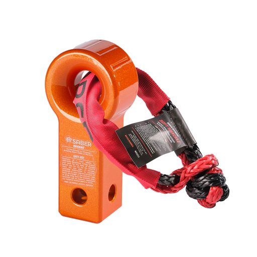 7075 Aluminium Rope Friendly Recovery Hitch - Orange Prismatic & 9K Soft Shackle