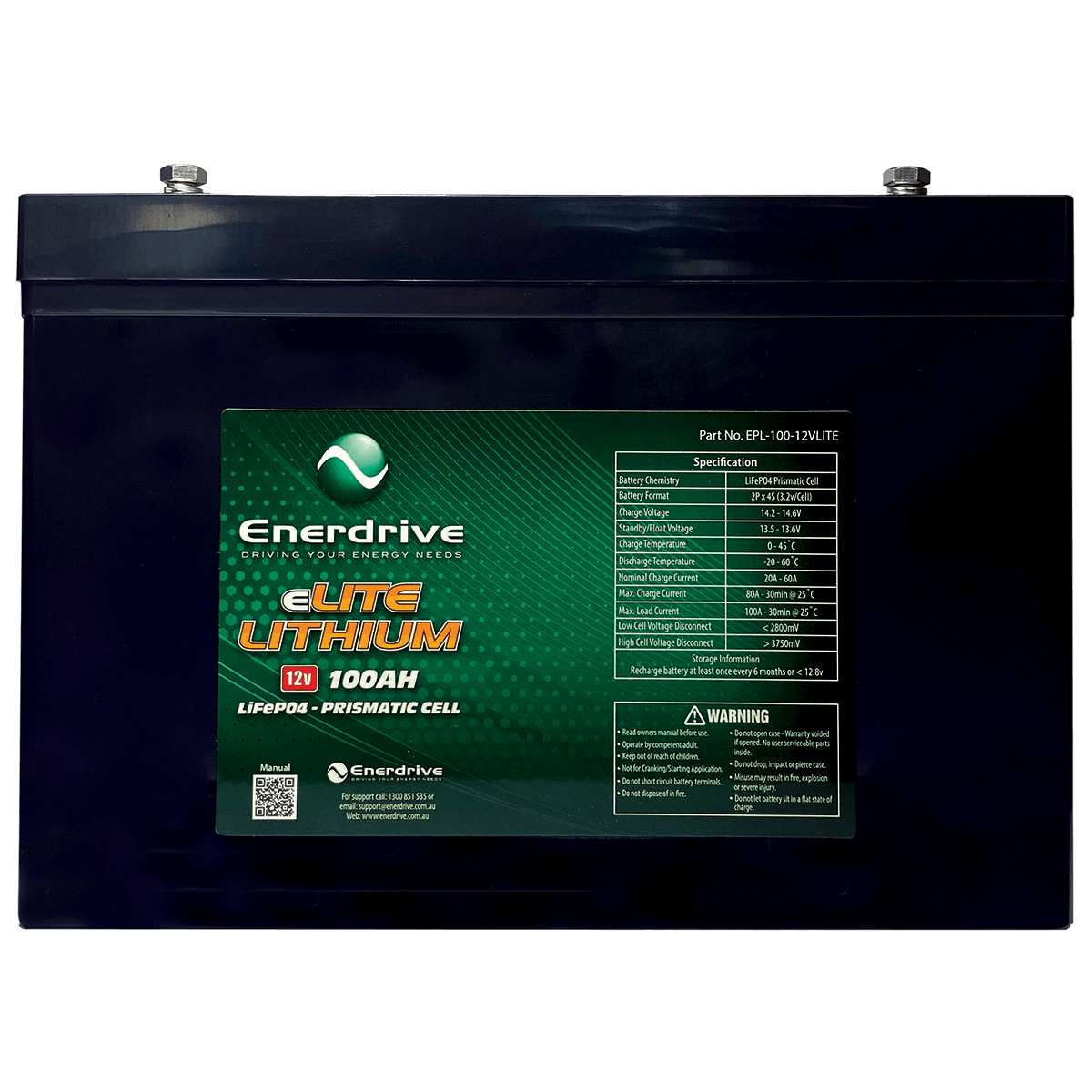 Enerdrive 12V 100Ah eLITE Lithium Battery