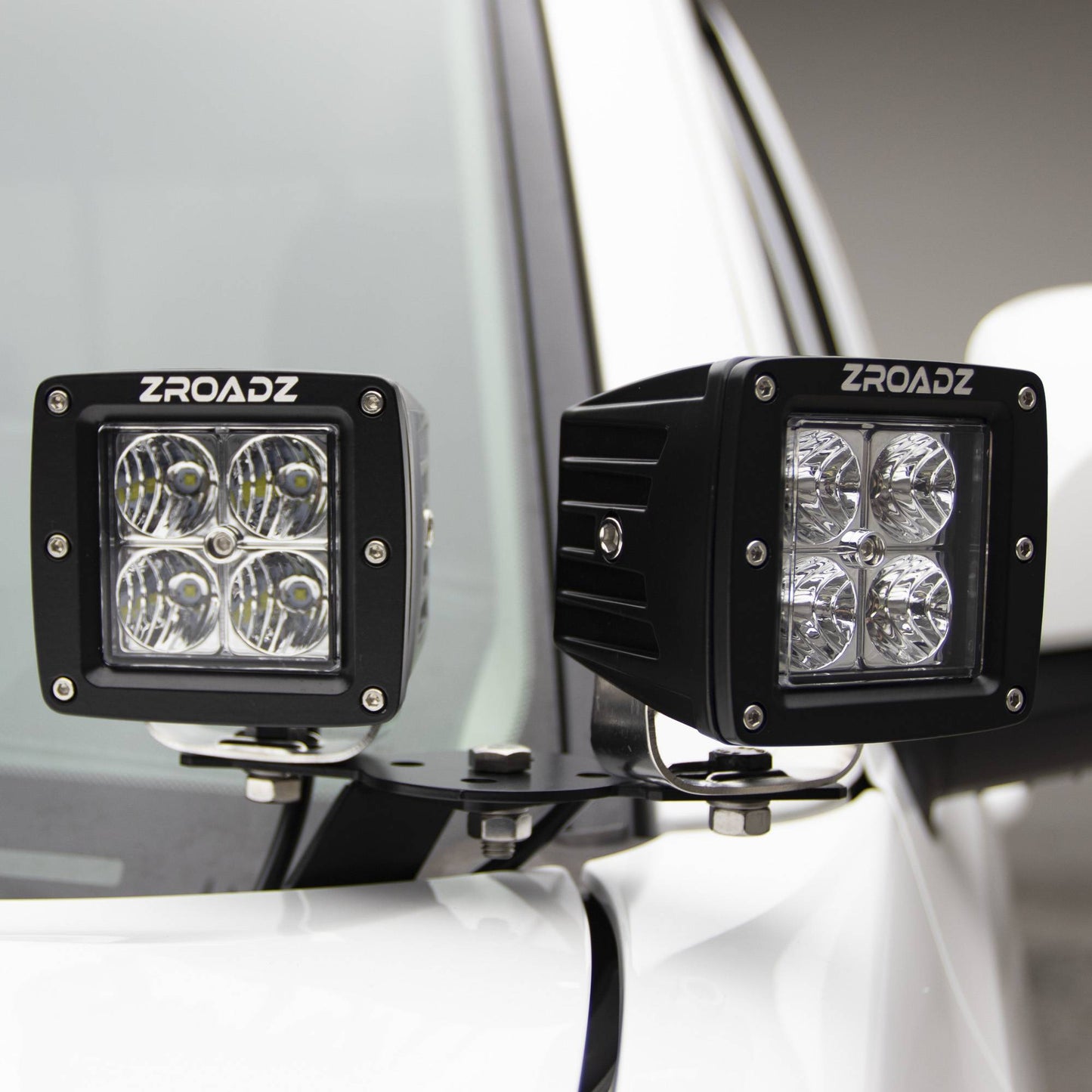 Zroadz Adapter Plate to mount four 3 Inch LED Pod Lights to Hood Hinge Bracket (Universal) Z360002