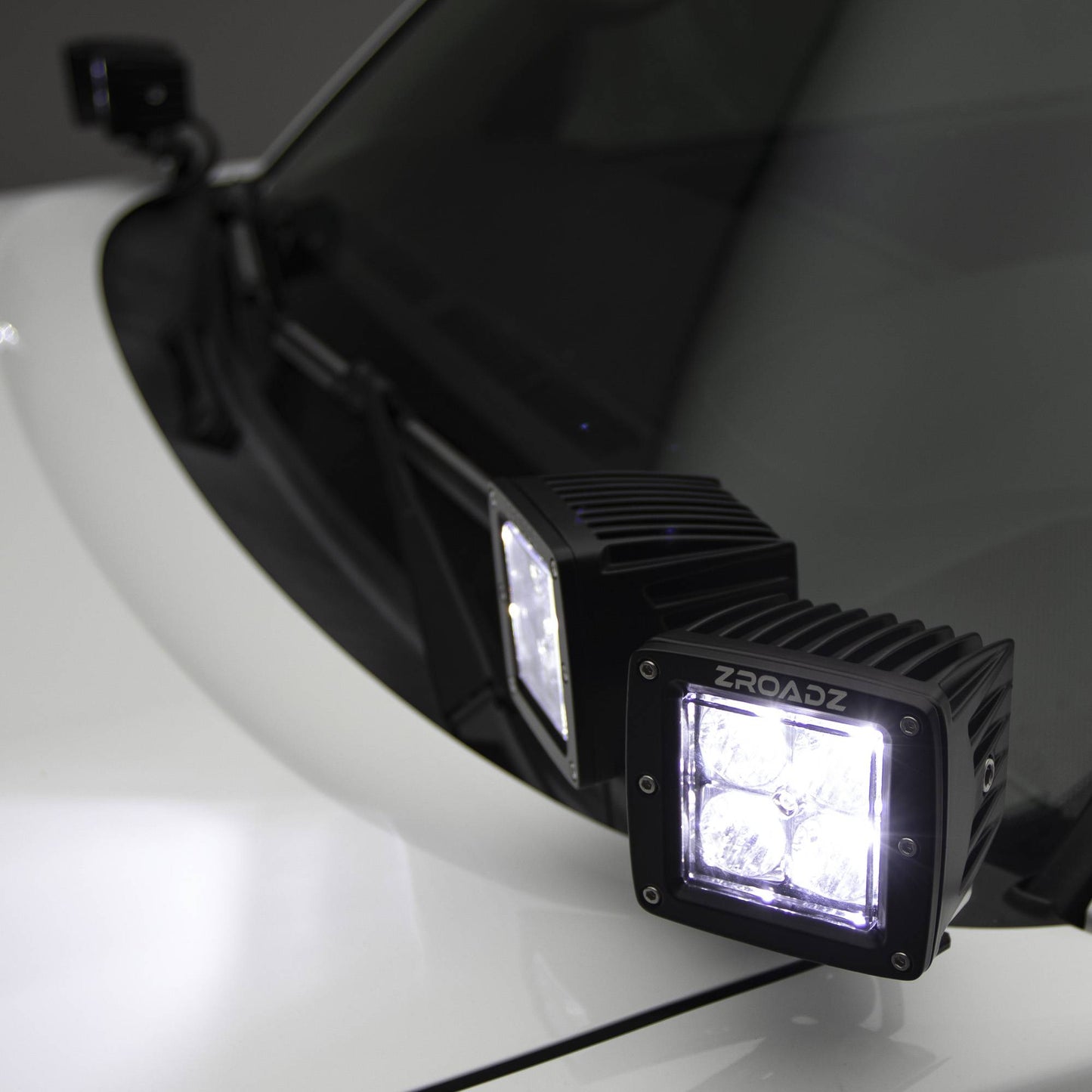 Zroadz Adapter Plate to mount four 3 Inch LED Pod Lights to Hood Hinge Bracket (Universal) Z360002