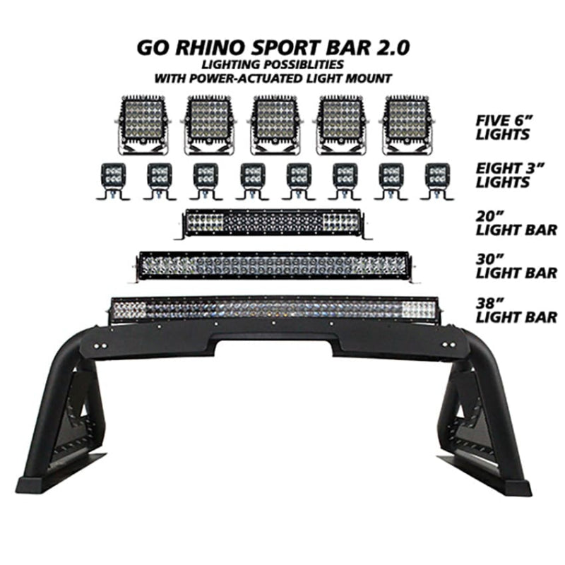 Go Rhino Sport Bar 2.0 with Power Actuated Retractable Light Mount (Chevy 1500 2019-2023)