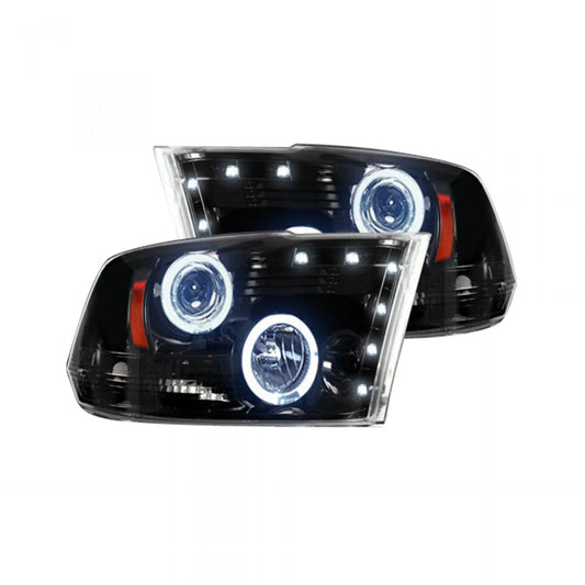 Recon USA Projector Headlights CCFL Halos & DRL in Smoked/Black (RAM 1500 2009-2019 & 2500/3500 2010-2018)