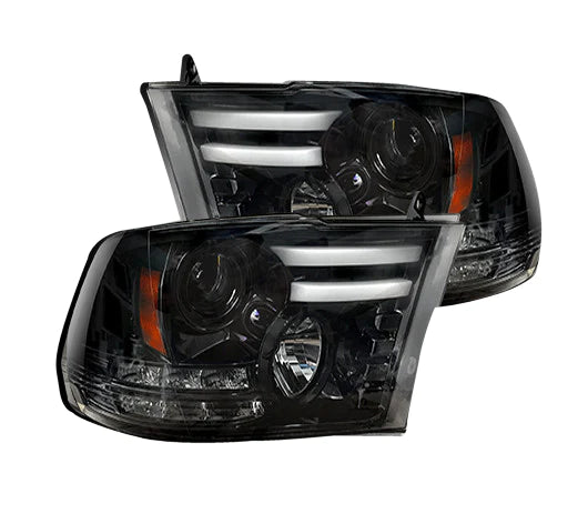 Recon USA Projector Headlights OLED DRL & LED Signals in Smoked/Black (RAM 1500 2014-2019 & 2500/3500 2015-2018)