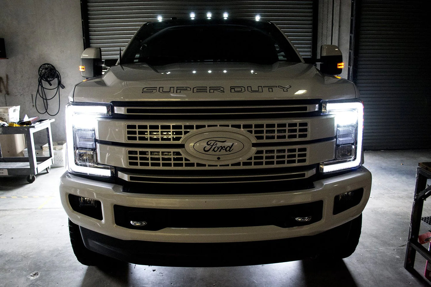 Recon Lighting 5-Piece LED Cab Roof Light Kit with Smokedr Lens & White LEDs (Ford Super Duty 17-23) Suits trucks WITHOUT factory cab roof lights)