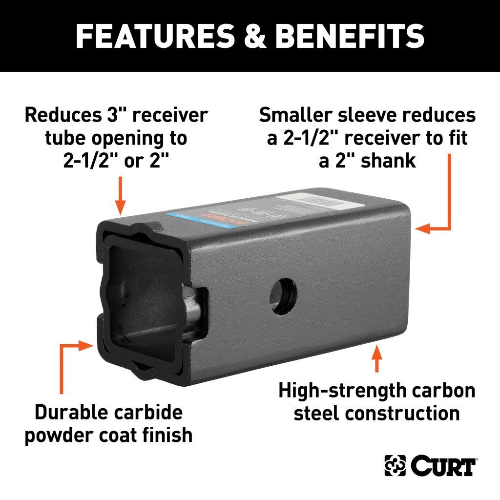 Curt 45408 Reducer Sleeve Set 3in to 2.5in to 2.0in, Two Piece Set