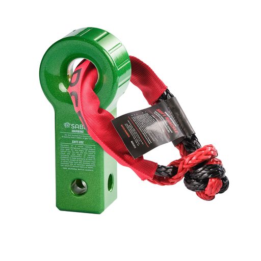 7075 Aluminium Rope Friendly Recovery Hitch - Green Prismatic & 9K Soft Shackle