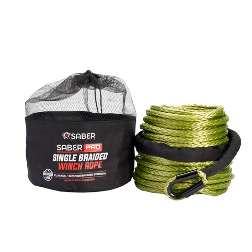 9500KG - 10mm SaberPro® Green Single Braided Winch Rope - 30M